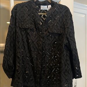 Alfred Dunner Black Textured Blouse